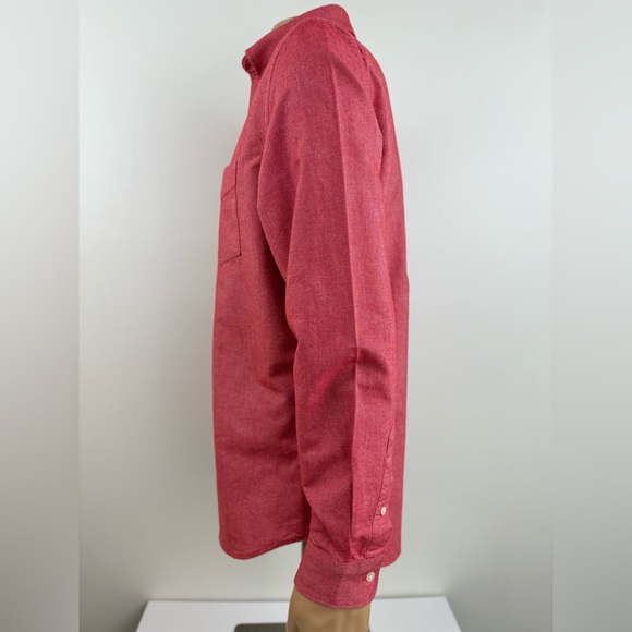 Old Navy Men's Heather Red Button Down Long Sleeve Shirt, Slim-Fit, Size Medium - Picture 5 of 11